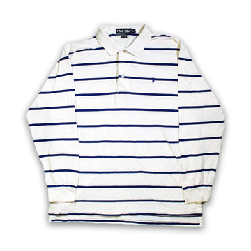 Vintage White + Blue Polo Golf Long Sleeve (XL) | Rebalance Vintage.