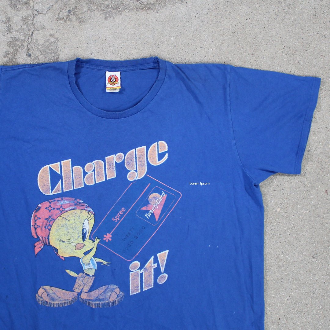 Vintage Looney tunes Tweety Charge It Oversized Tee (XL) | Rebalance Vintage.