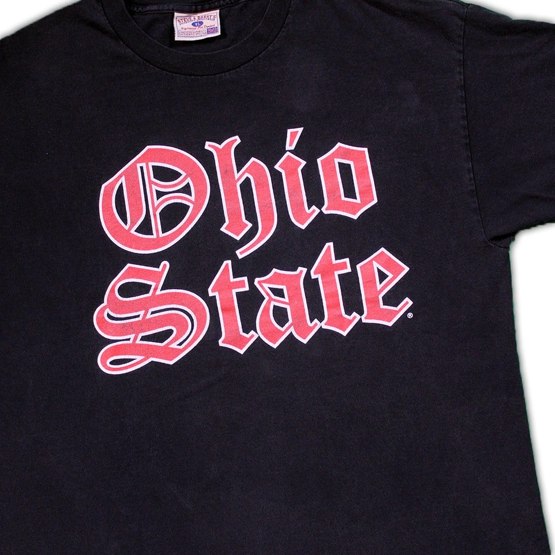 Vintage Black Ohio State Medieval Spell Out Tee | Rebalance Vintage.