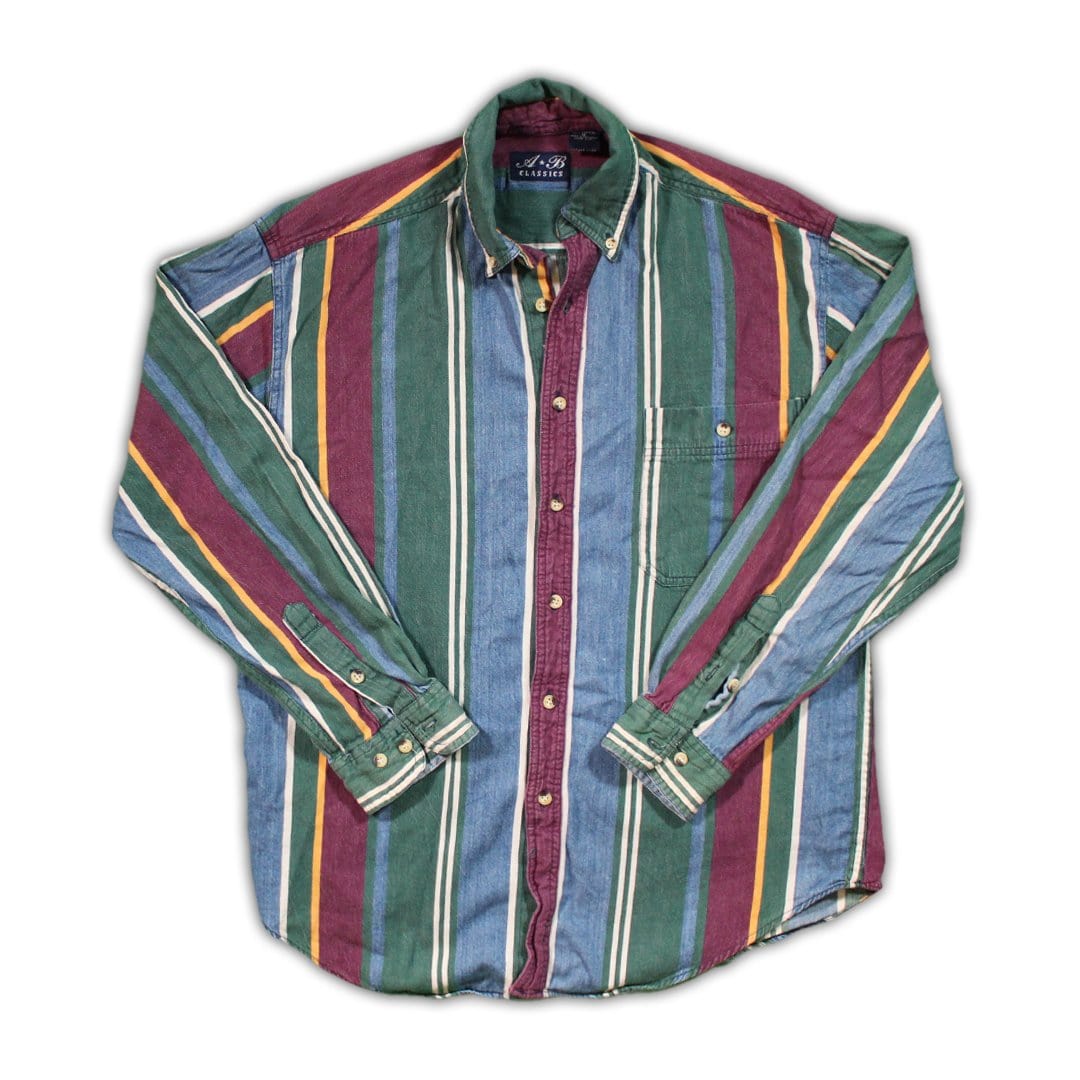 Vintage 90s Blue, Green and Maroon Jean Button Up | Rebalance Vintage.