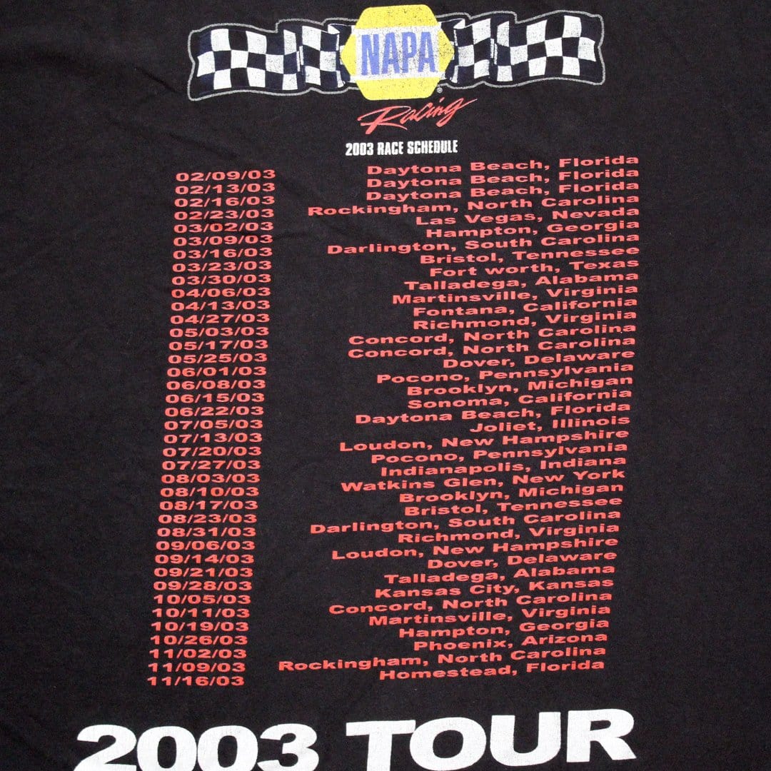 Vintage '03 Napa Racing Schedule Tour Tee | Rebalance Vintage.
