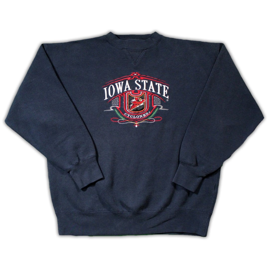 Vintage Dark Blue Iowa Cyclones Embroidered Crewneck | Rebalance Vintage.