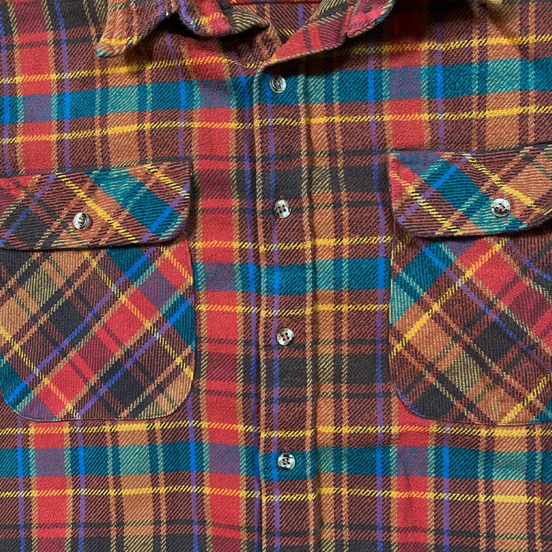Vintage Red, Orange + Blue Plaid Flannel | Rebalance Vintage.