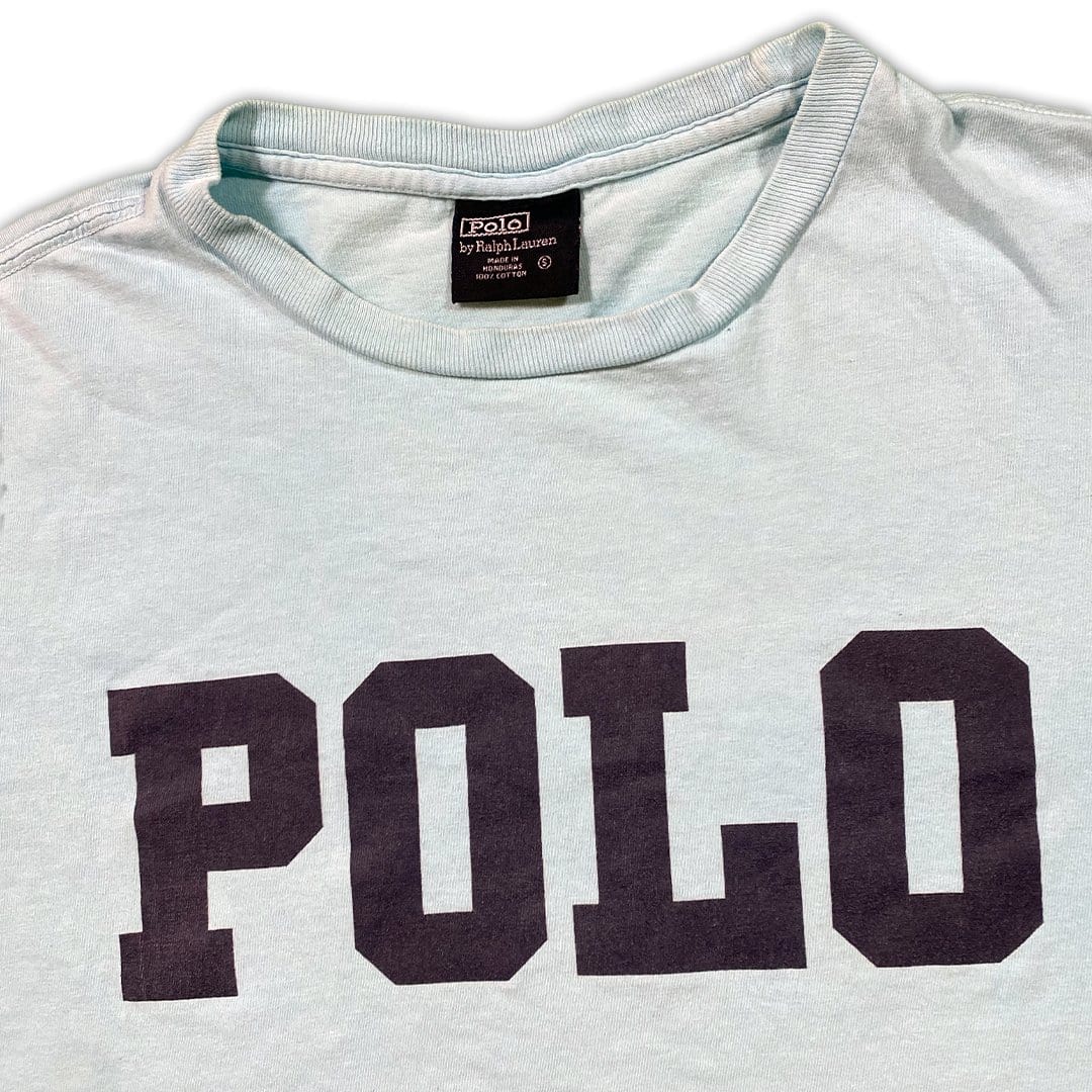 Vintage Baby Blue POLO Spell Out Tee | Rebalance Vintage.