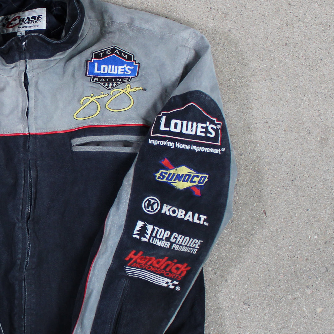 Vintage NASCAR 48 Jimmie Johnson Suede Leather Jacket | Rebalance Vintage.