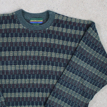 Vintage 90s Green + Brown Knit Sweater (M) | Rebalance Vintage.