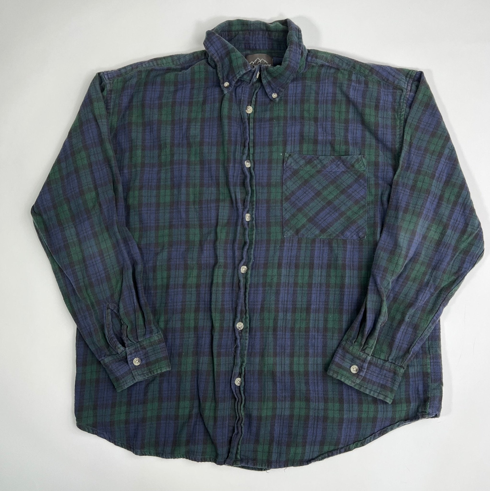 Vintage Blue + Green Plaid Button Up (XL) | Rebalance Vintage.