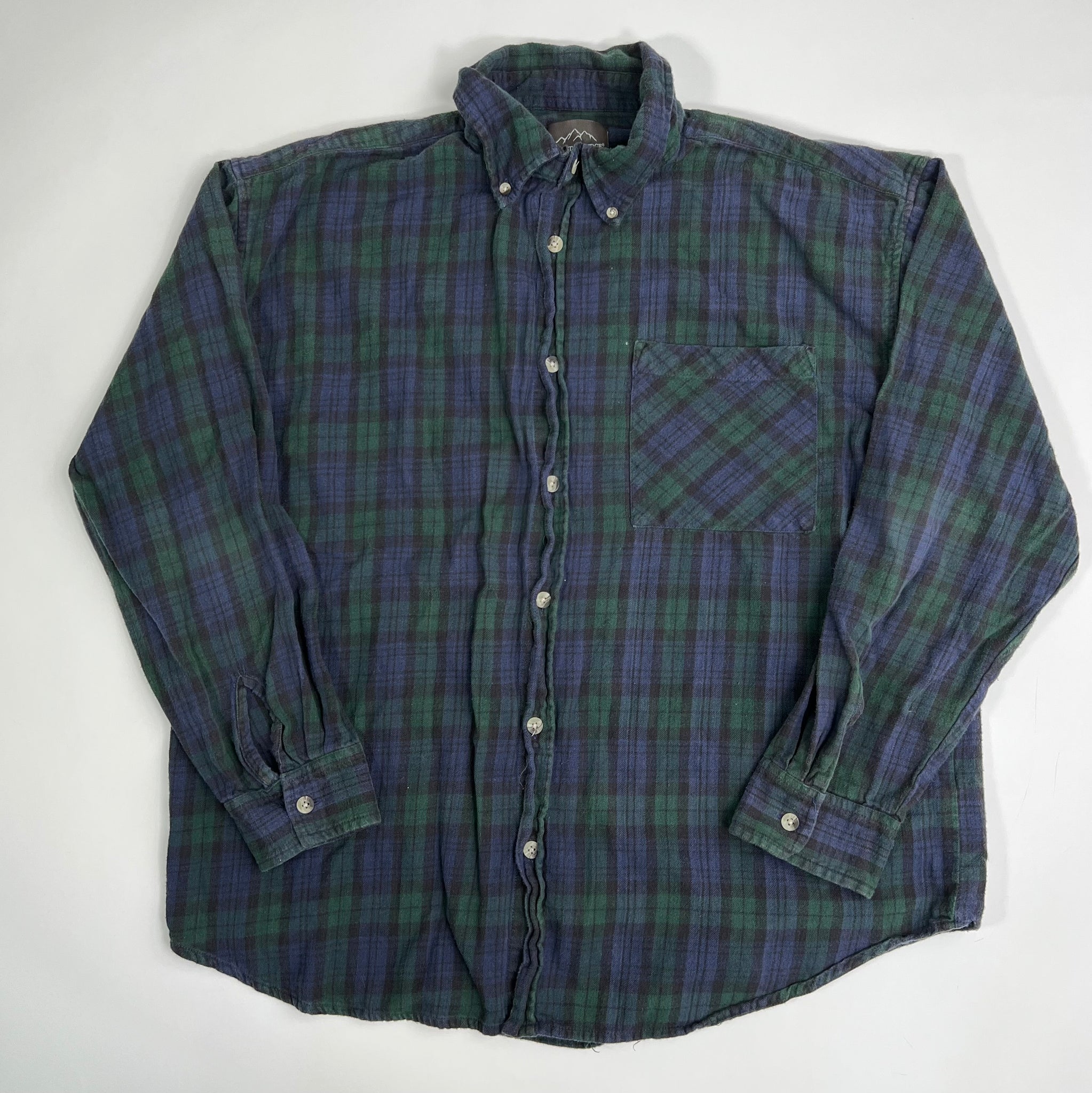 Vintage Blue + Green Plaid Button Up (XL) | Rebalance Vintage.