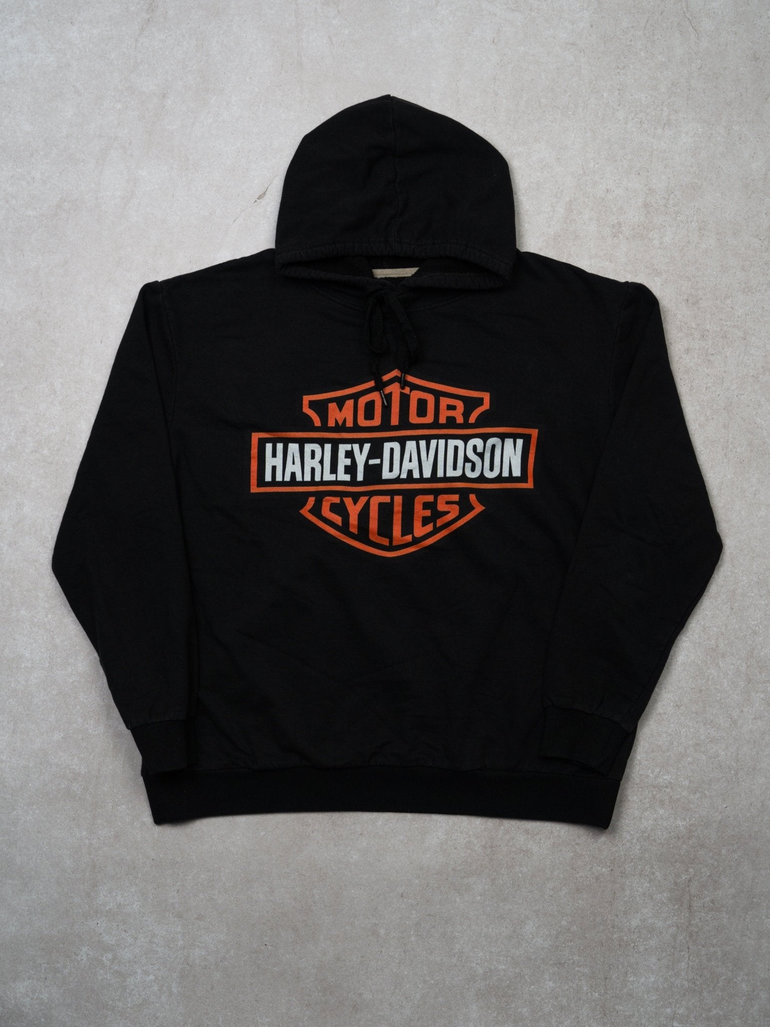 Vintage Black Harley Davidson Logo Hoodie (M/L)