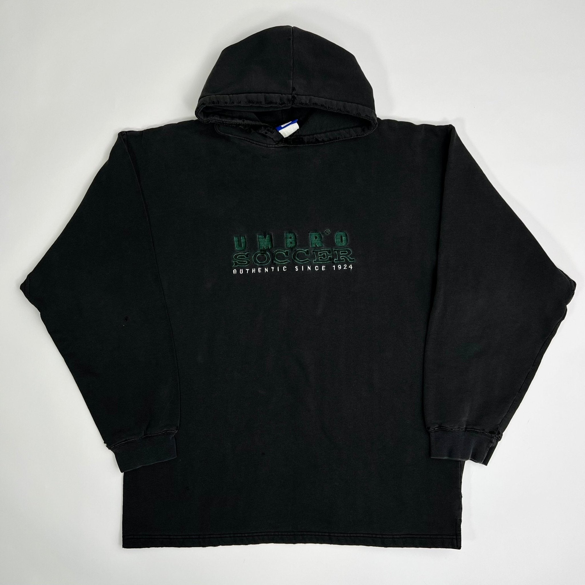 Vintage 90s Black Umbro Soccer Hoodie (XL) | Rebalance Vintage.