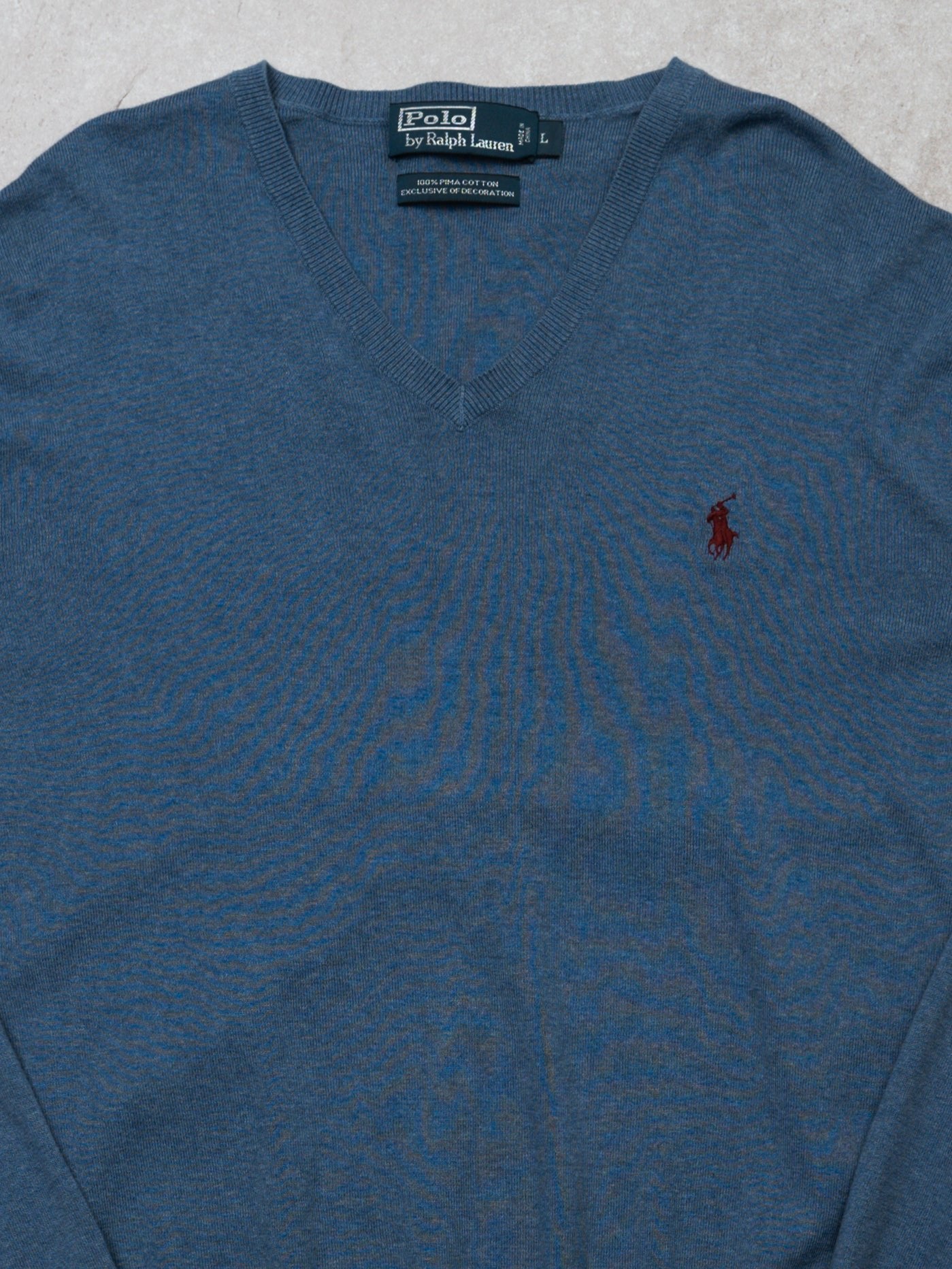 Vintage Light Blue Polo RL V Neck Sweater (S)