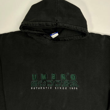 Vintage 90s Black Umbro Soccer Hoodie (XL) | Rebalance Vintage.