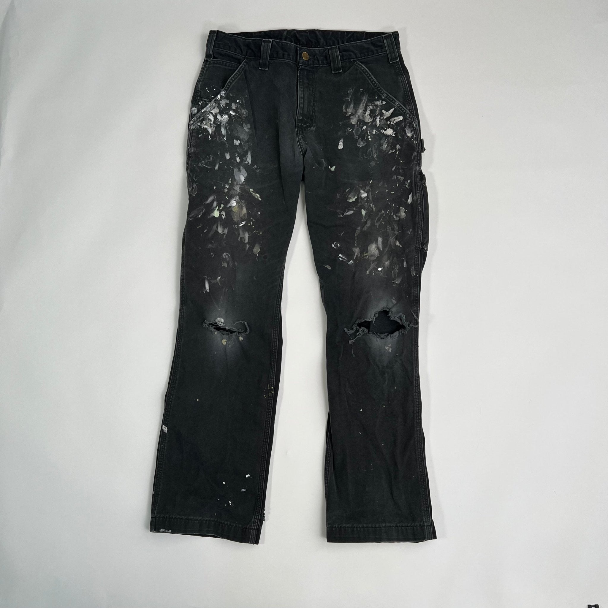 Vintage Black Carhartt x Paint Cargo Pants | Rebalance Vintage.