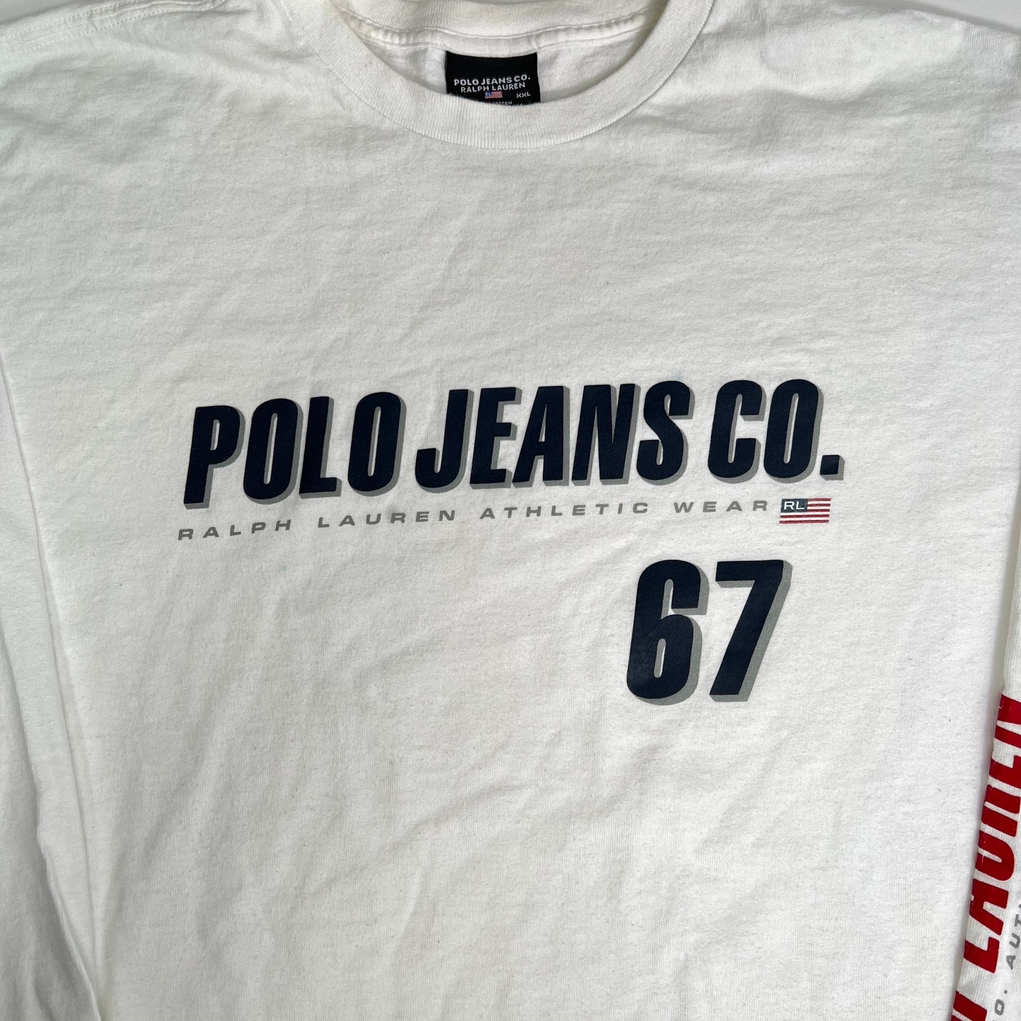 Vintage White Polo Jeans Co 67 Long Sleeve (XL) | Rebalance Vintage.
