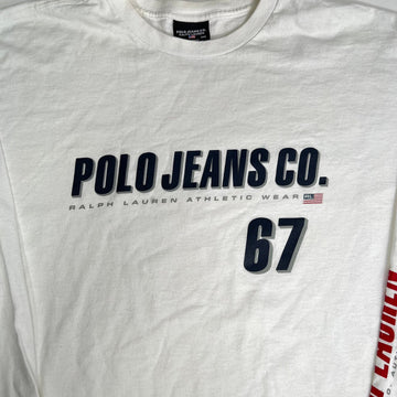 Vintage White Polo Jeans Co 67 Long Sleeve (XL) | Rebalance Vintage.