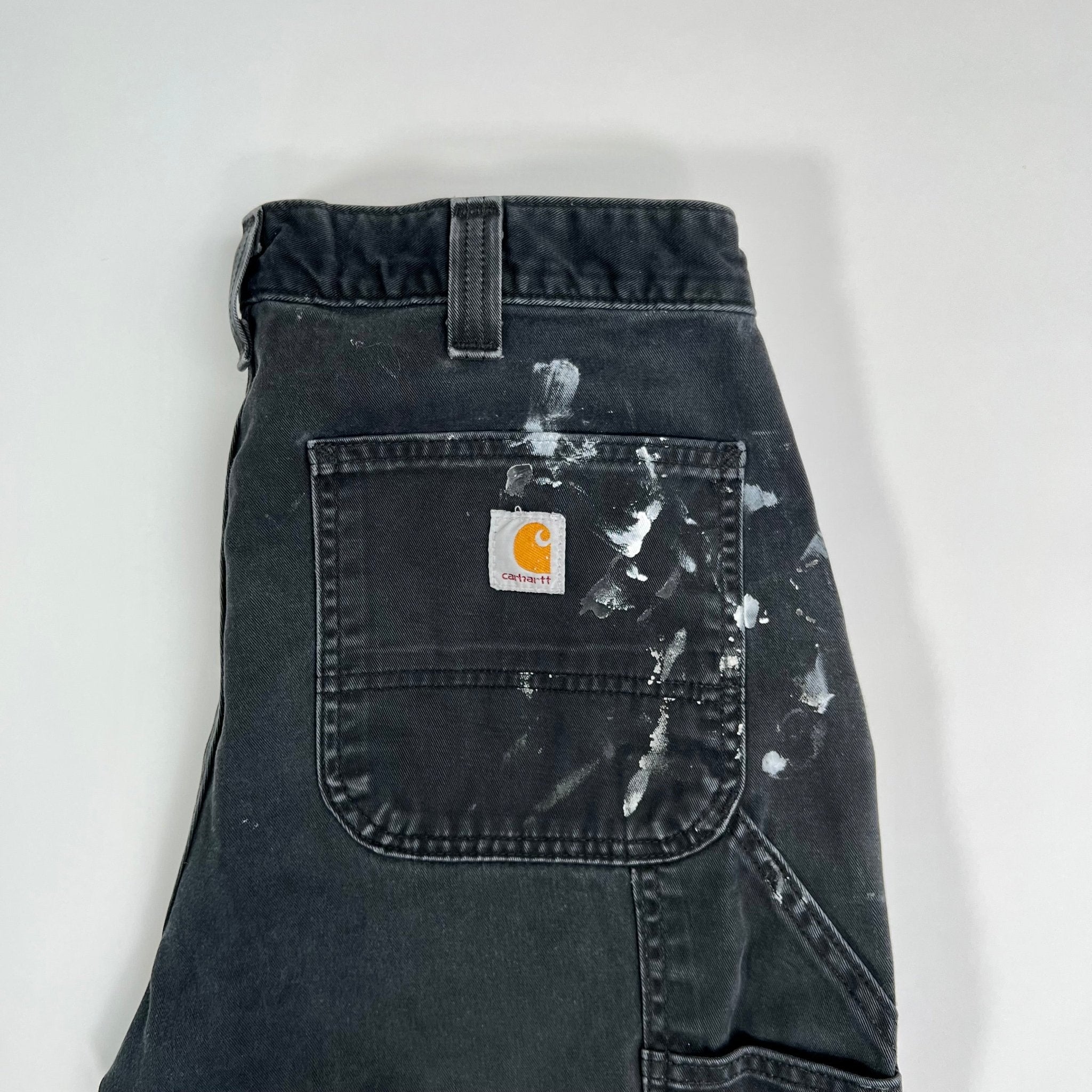 Vintage Black Carhartt x Paint Cargo Pants | Rebalance Vintage.