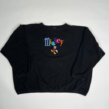 Vintage 90s Black Mickey Mouse Colorful Spell Out Crewneck (XL) | Rebalance Vintage.