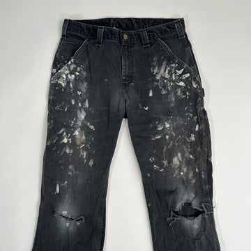 Vintage Black Carhartt x Paint Cargo Pants | Rebalance Vintage.