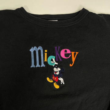 Vintage 90s Black Mickey Mouse Colorful Spell Out Crewneck (XL) | Rebalance Vintage.