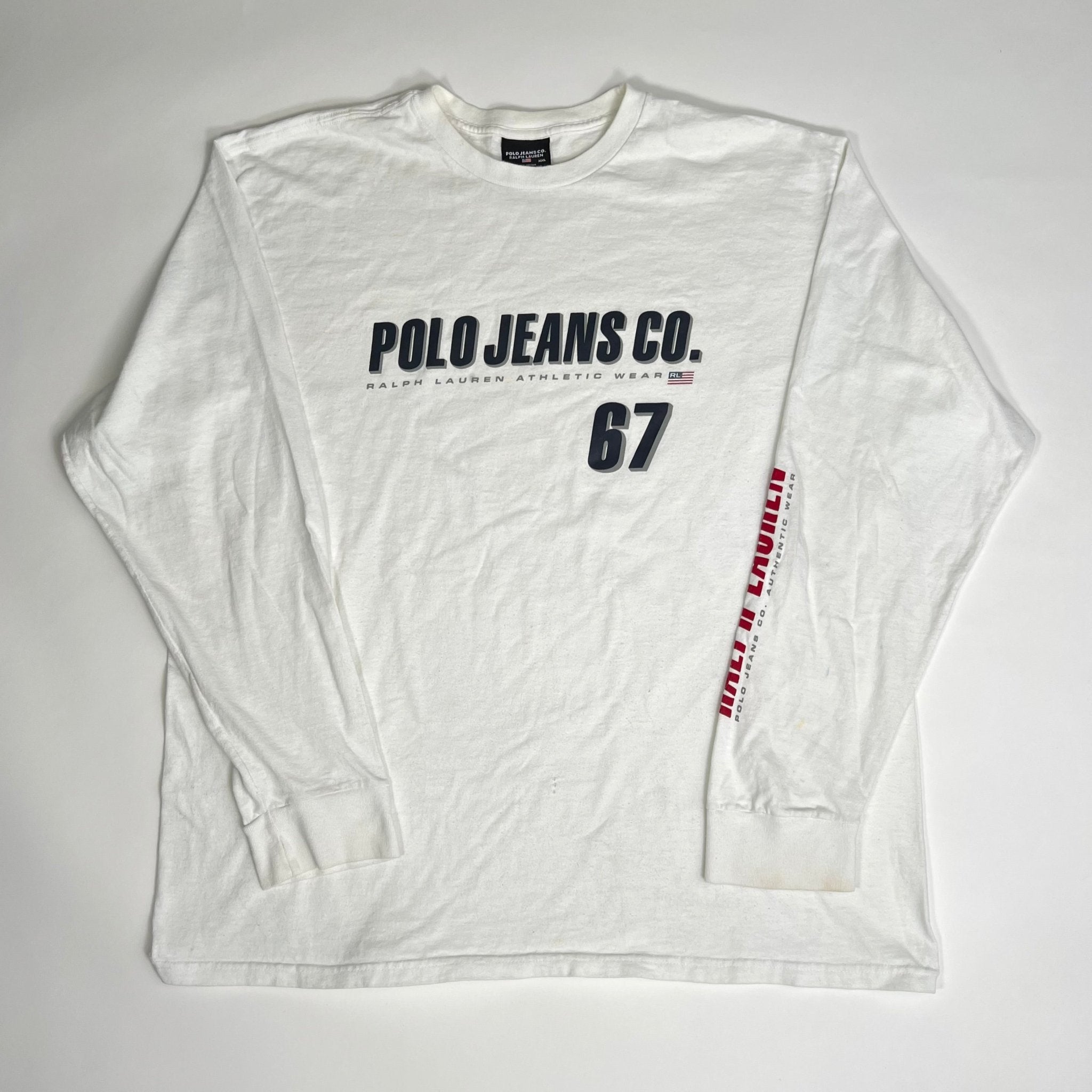 Vintage White Polo Jeans Co 67 Long Sleeve (XL) | Rebalance Vintage.