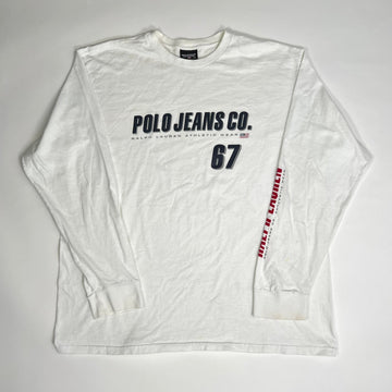 Vintage White Polo Jeans Co 67 Long Sleeve (XL) | Rebalance Vintage.