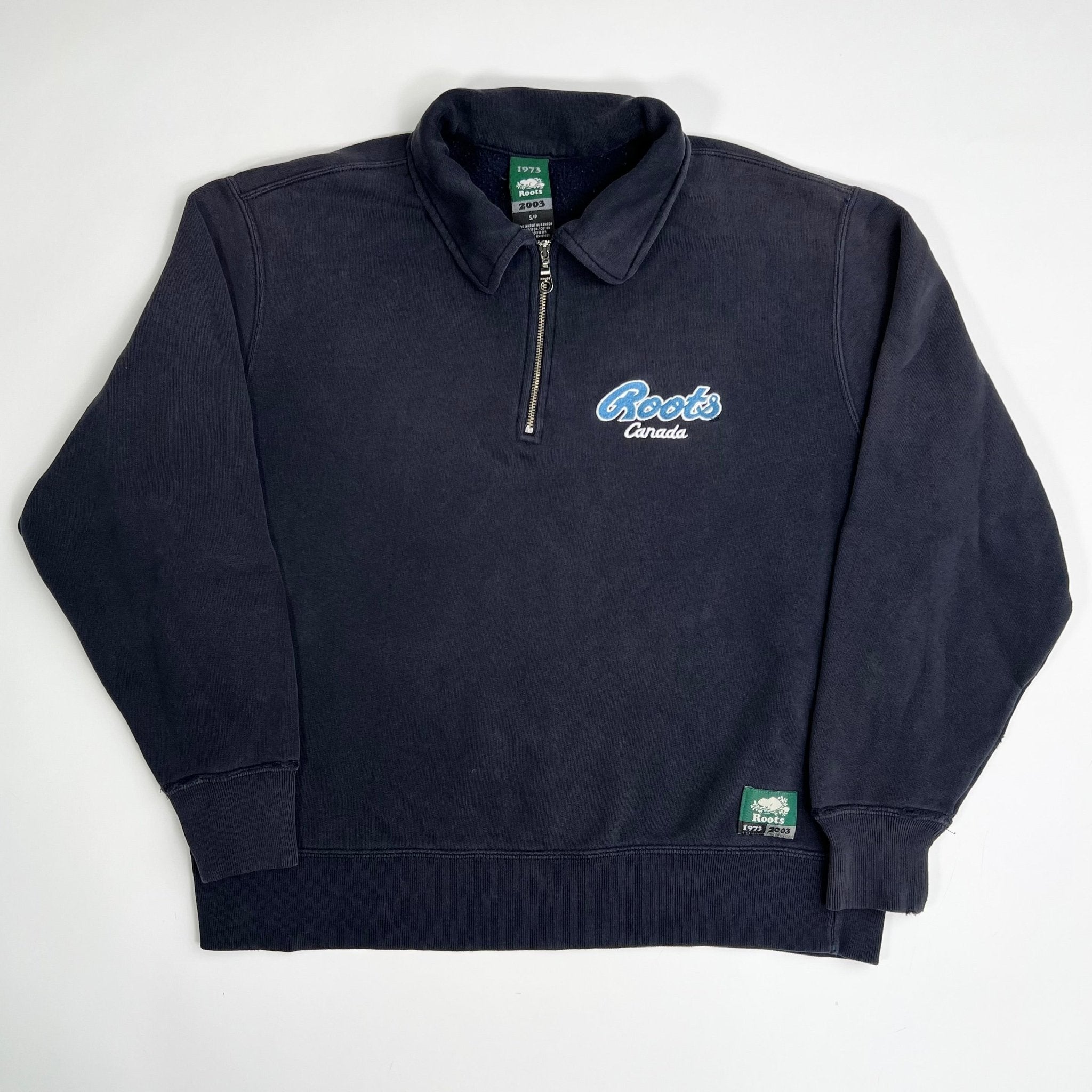 Vintage Dark Blue Roots 1/4 Zip (M) | Rebalance Vintage.