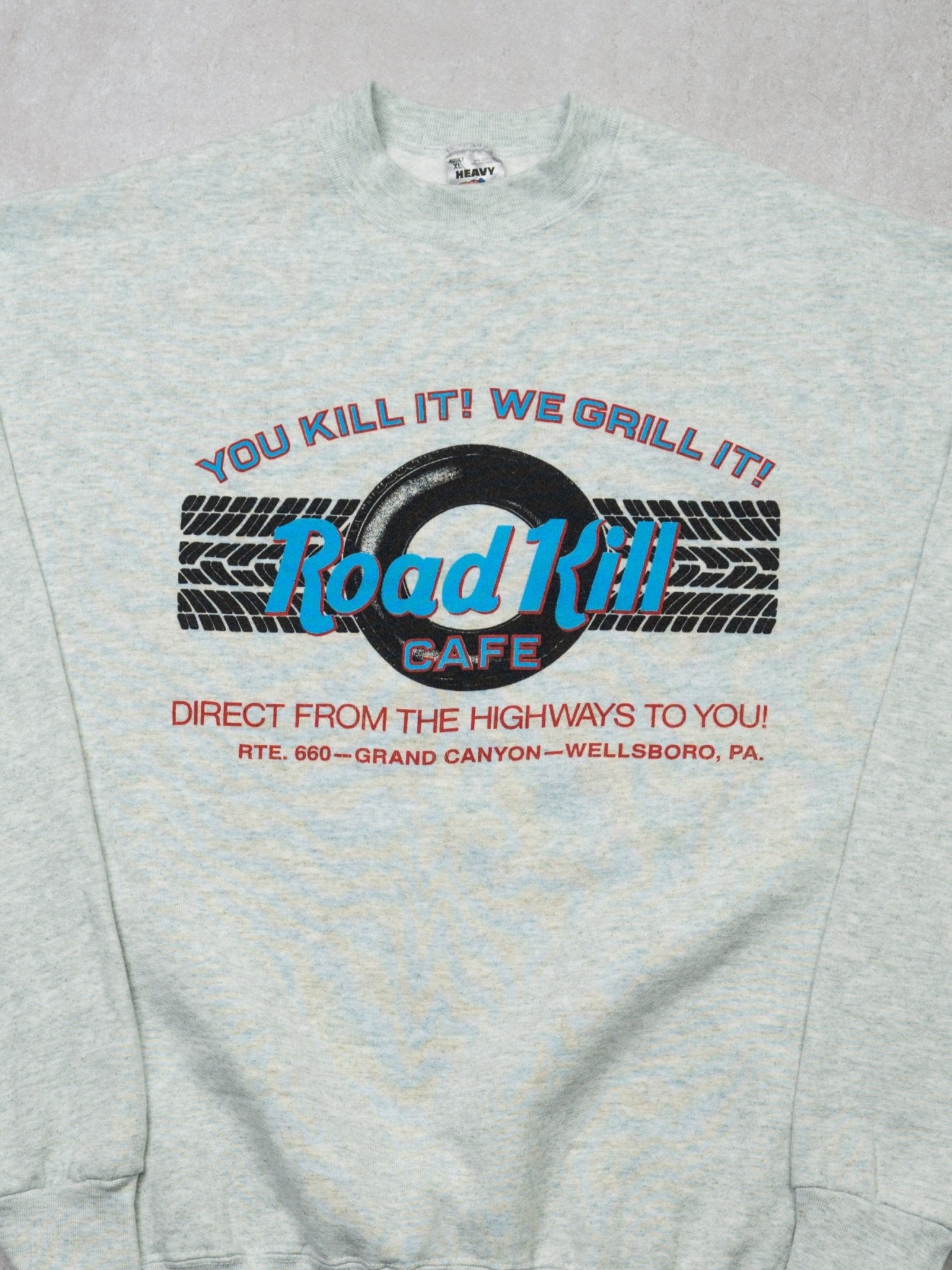 Vintage 90s Grey Road Kill Cafe Crewneck (L)