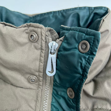 Vintage 90s Brown + Green Nike Swoosh Oversized Down Puffer Jacket (XL) | Rebalance Vintage.