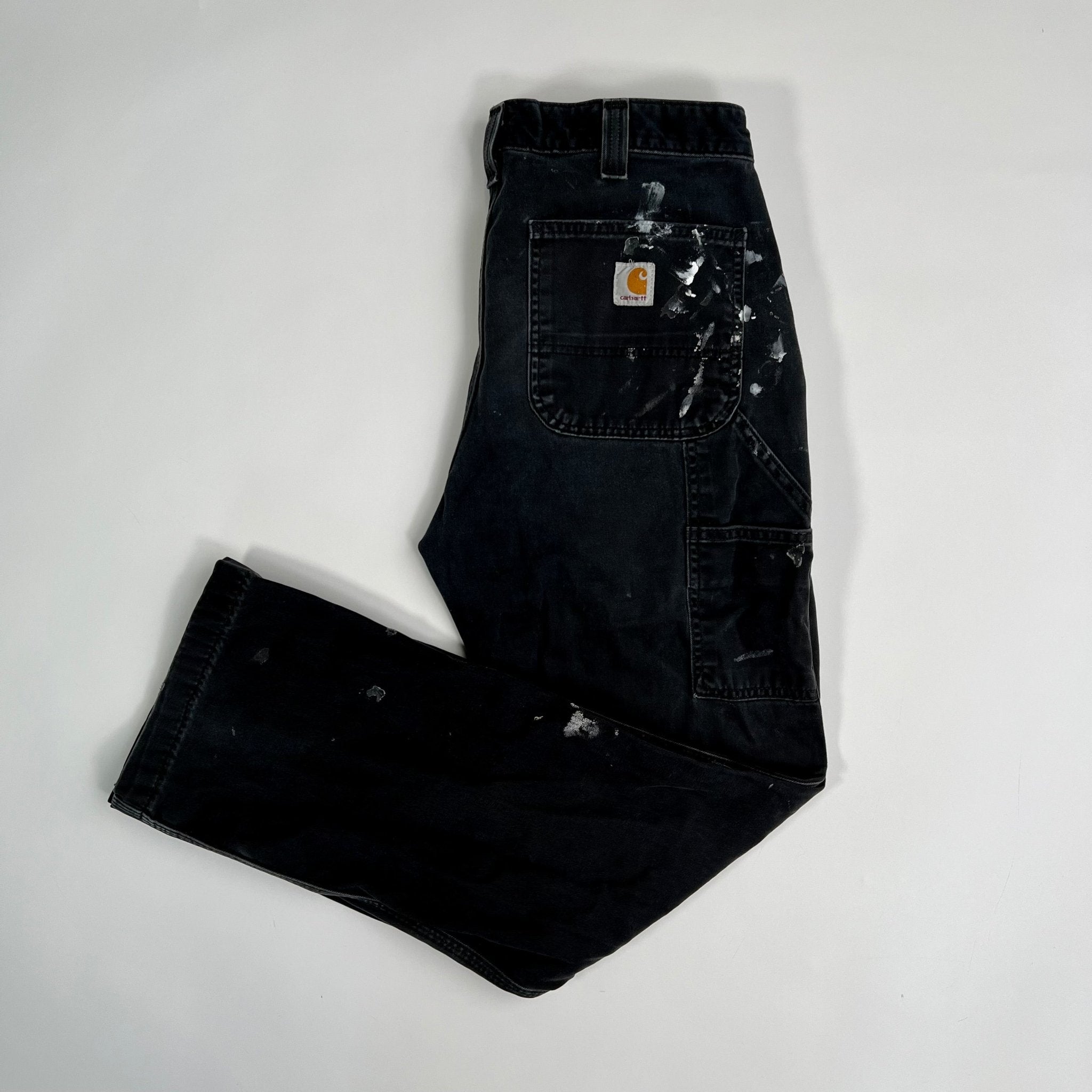 Vintage Black Carhartt x Paint Cargo Pants | Rebalance Vintage.