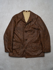 Vintage 70s Brown Insulated Leather Blazer Coat (M/L)