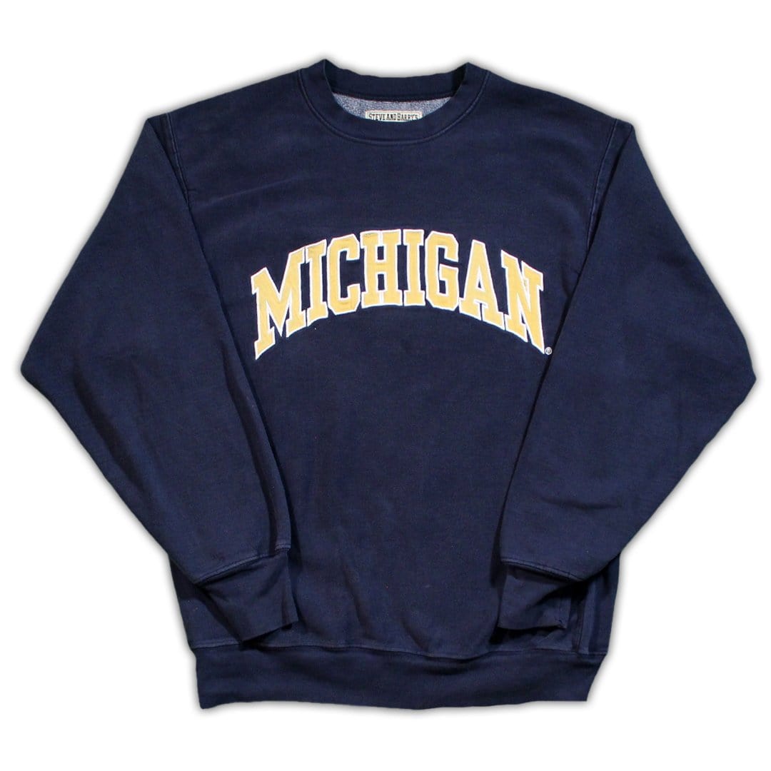 Vintage Blue + Yellow Michigan Spell Out Crewneck | Rebalance Vintage.