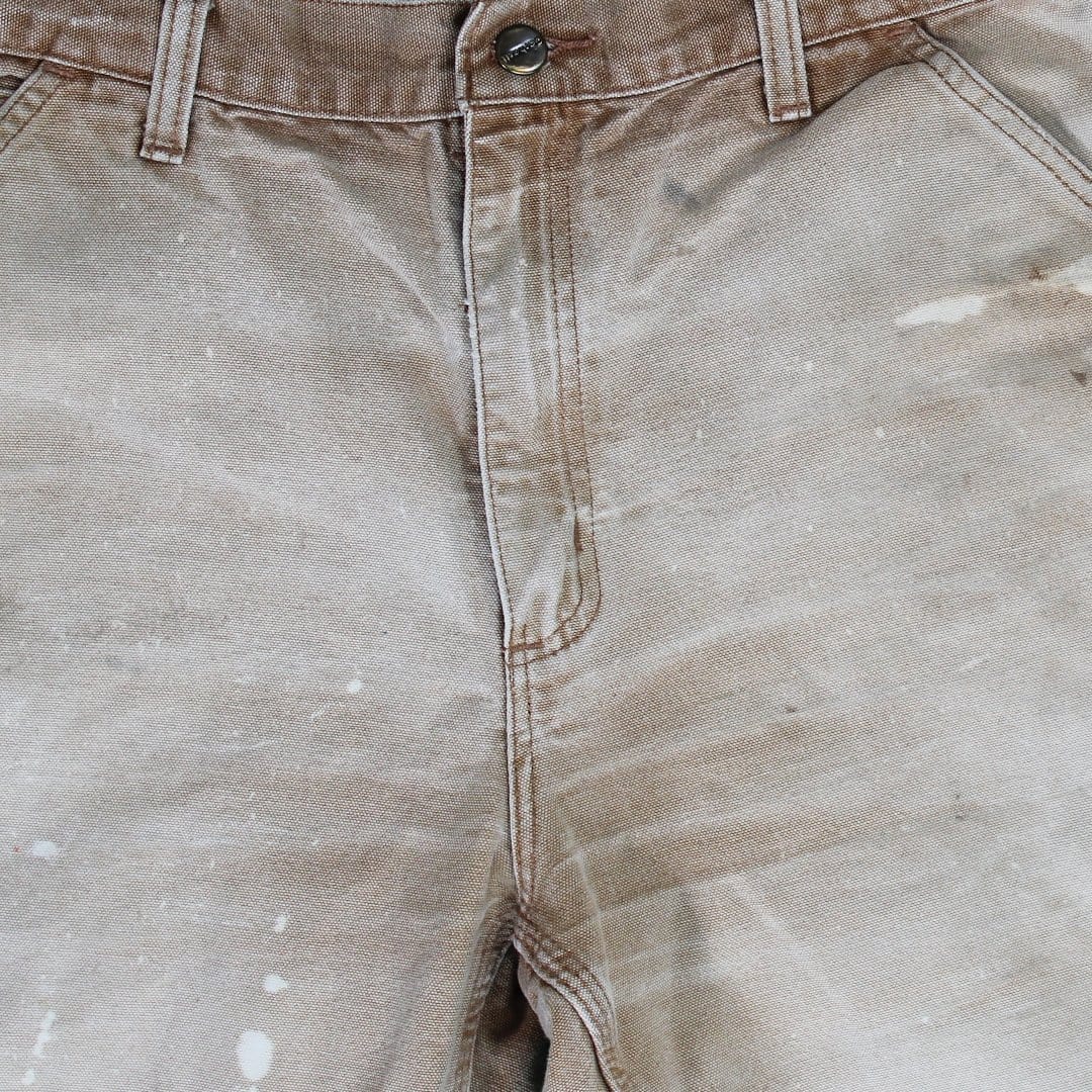 Vintage Beige Carhartt Paint Splash Cargo Shorts (34) | Rebalance Vintage.