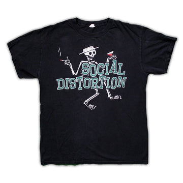 Vintage RARE Social Distortion Skeleton Martini Tee (M) | Rebalance Vintage.