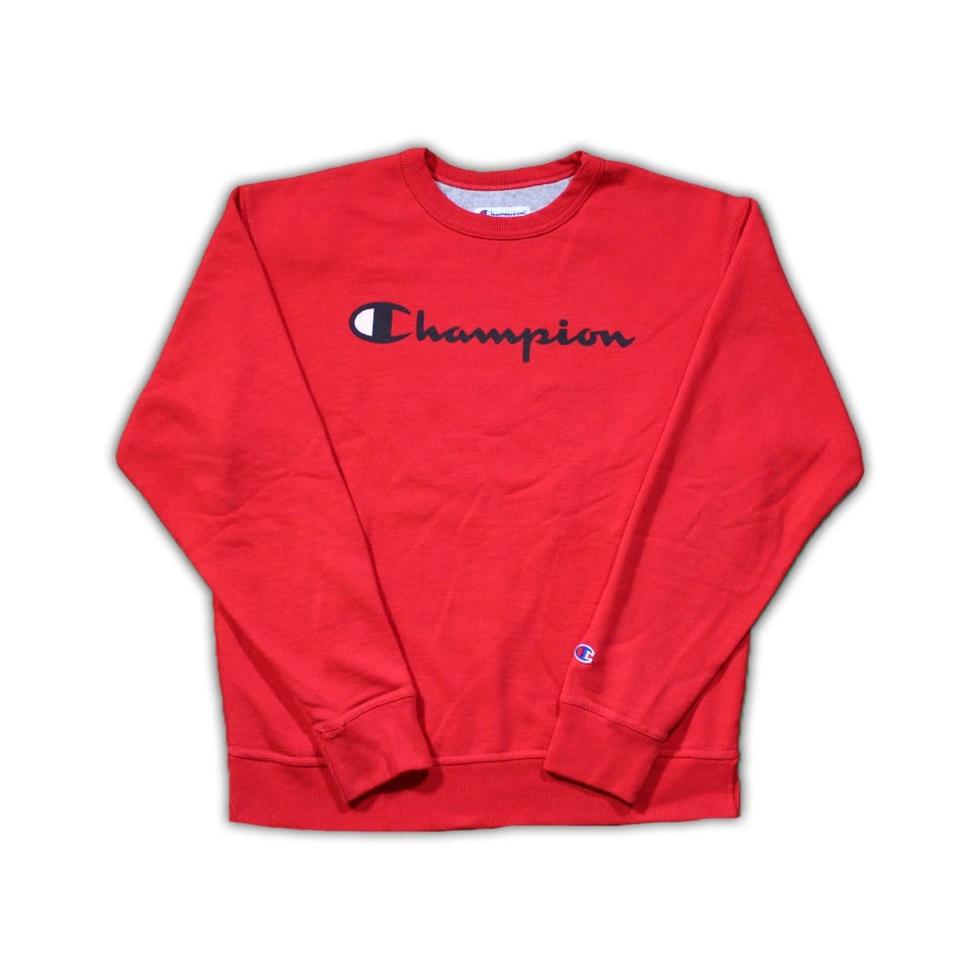 Vintage Red Champion Spell Out Crewneck | Rebalance Vintage.