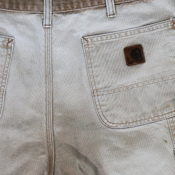 Vintage Beige Carhartt Paint Splash Cargo Shorts (34) | Rebalance Vintage.