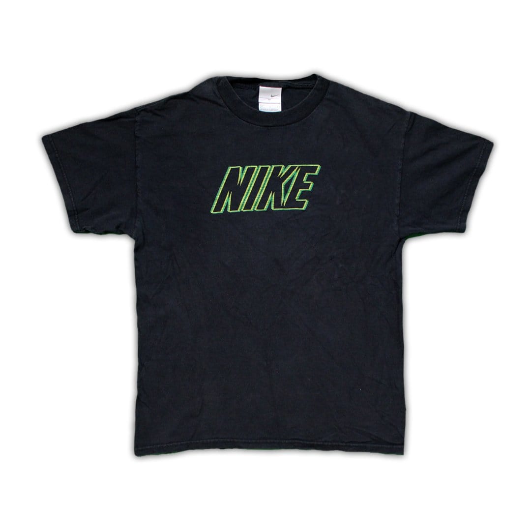 Vintage Black + Green Nike Spell Out Tee | Rebalance Vintage.