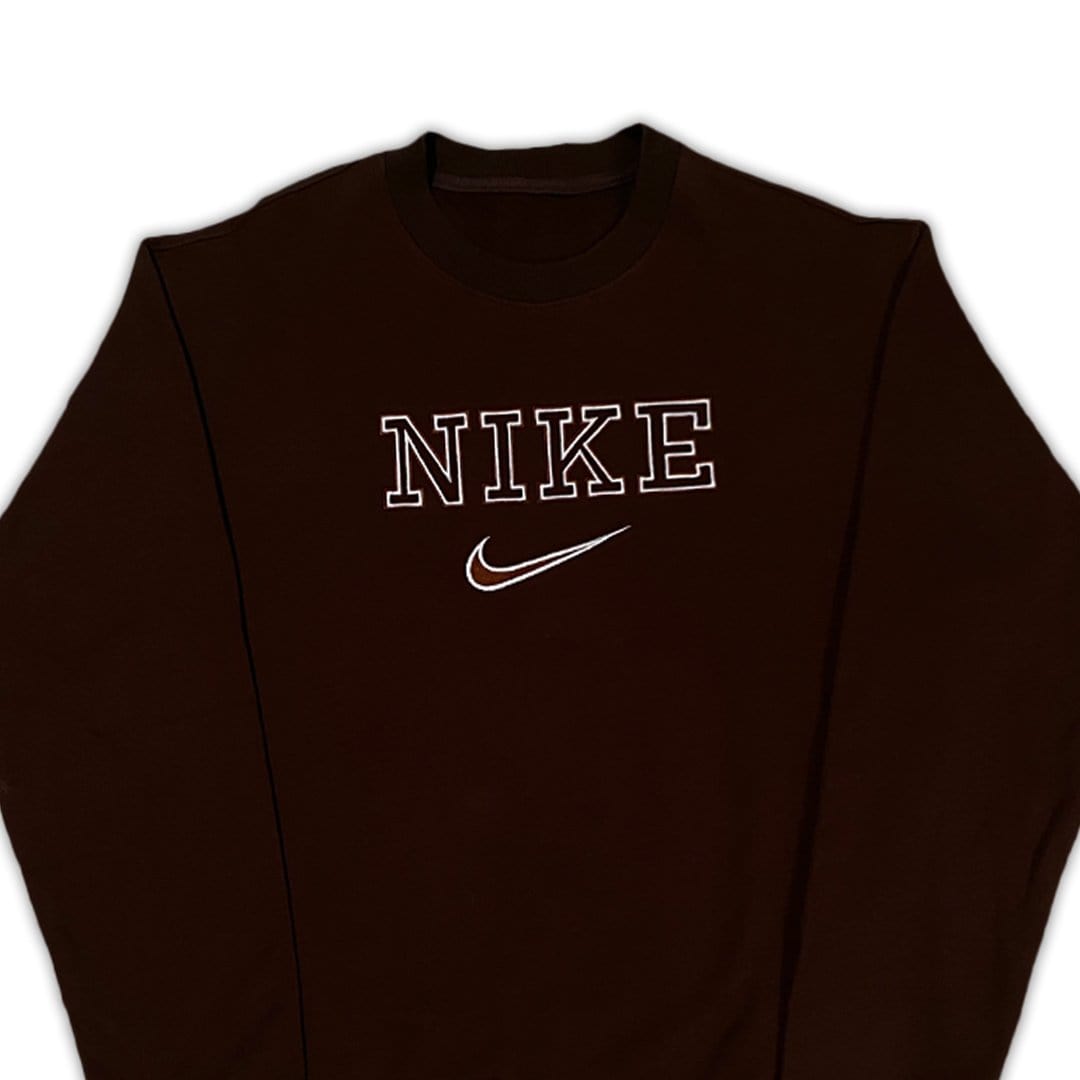 Vintage Brown Nike Bootleg Spell Out Crewneck | Rebalance Vintage.