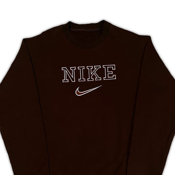 Vintage Brown Nike Bootleg Spell Out Crewneck | Rebalance Vintage.