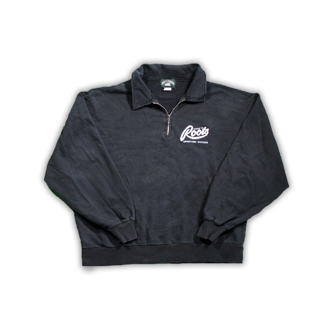 Vintage 90's  Dark Navy Roots ¼ Zip Sweater | Rebalance Vintage.