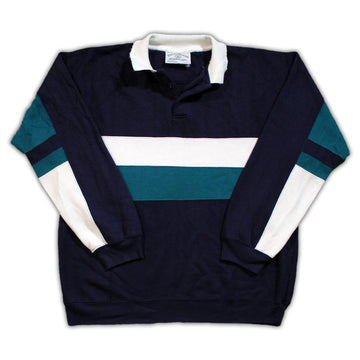 Vintage 90s Blue Tricolor Collared Sweater | Rebalance Vintage.
