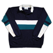 Vintage 90s Blue Tricolor Collared Sweater