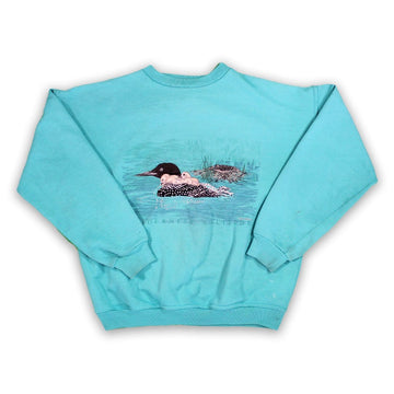Vintage 90s Turquoise Northern Reflection Wilderness Solitude Crewneck (M) | Rebalance Vintage.