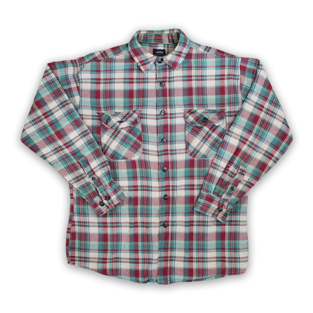 Vintage Red + Turquoise Plaid Button Up (L) | Rebalance Vintage.
