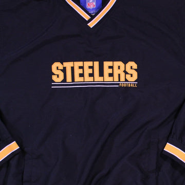 Vintage Reebok Steelers V Neck Pull Over Windbreaker (XL) | Rebalance Vintage.
