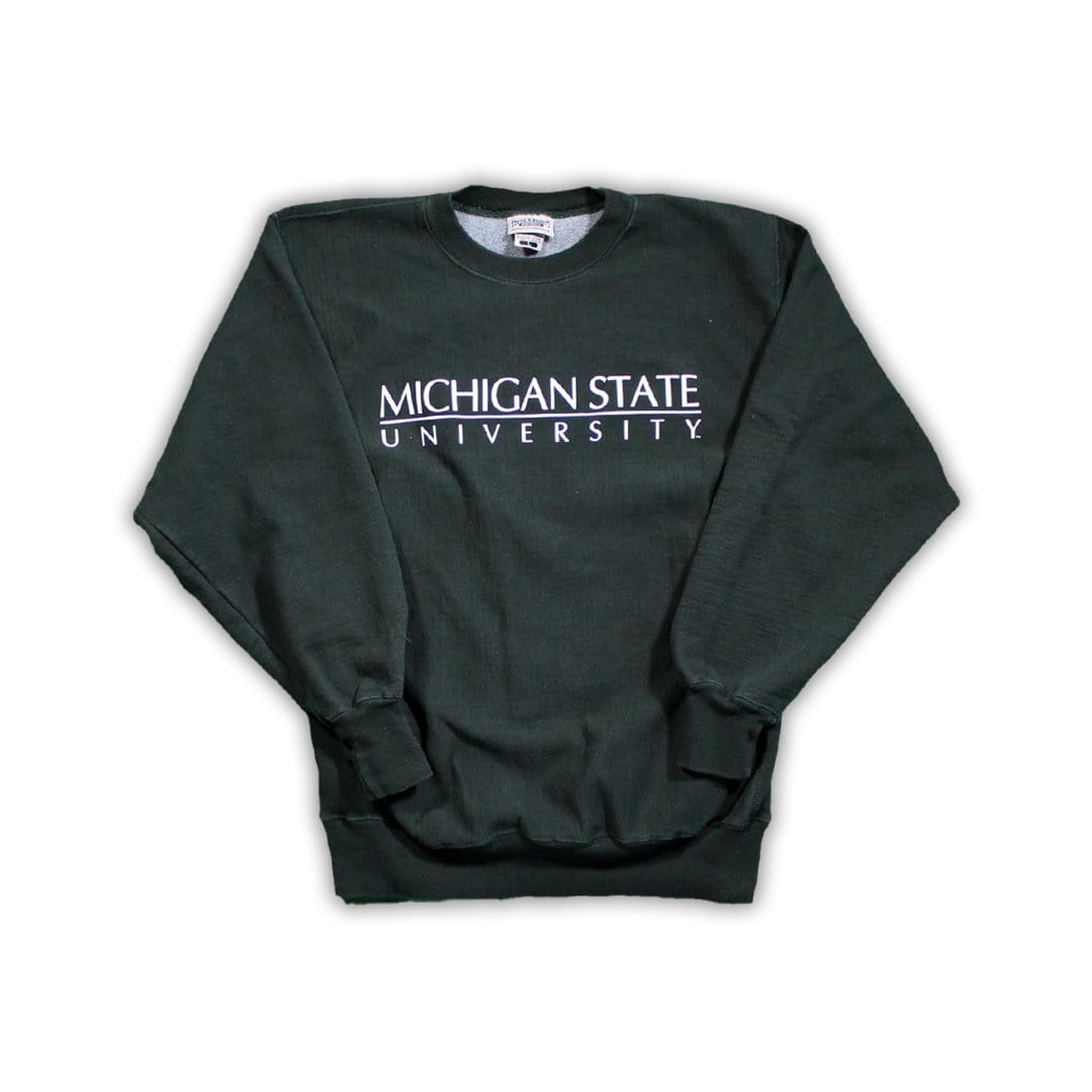 Vintage Green Michigan University Spell Out Crewneck | Rebalance Vintage.