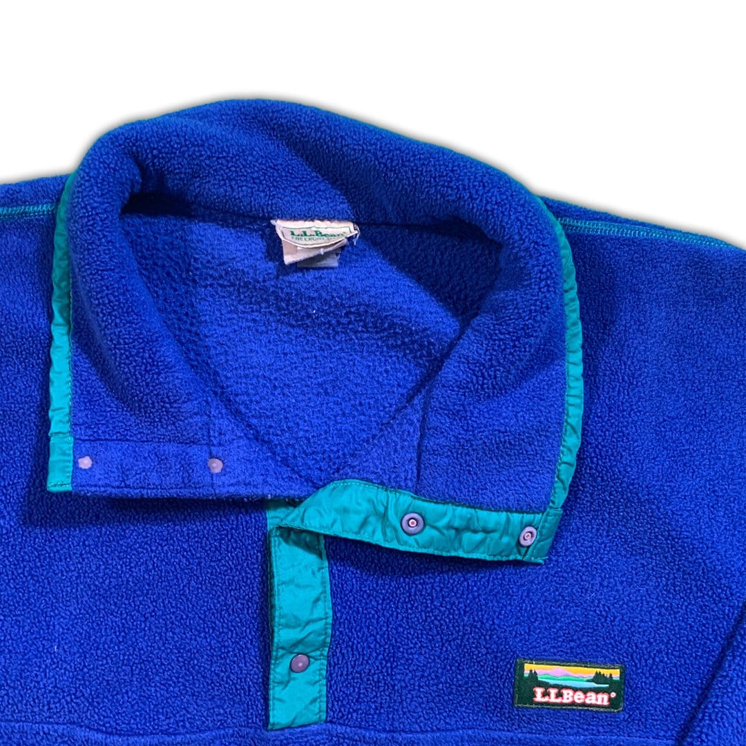 Vintage Blue LL Bean ¼ Button Fleece Sweater | Rebalance Vintage.