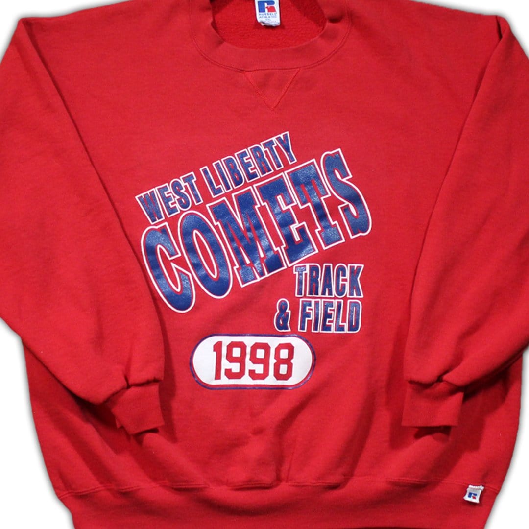 Vintage '98 West Liberty Comets Track x Russell Athletics Crewneck | Rebalance Vintage.