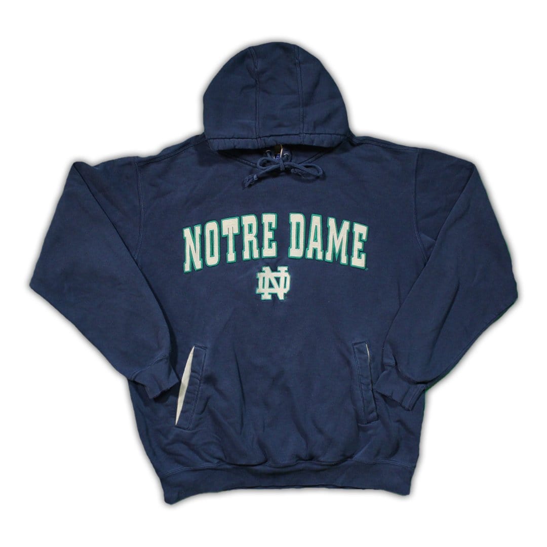 Vintage Blue Notre Dame Spell Out Hoodie | Rebalance Vintage.