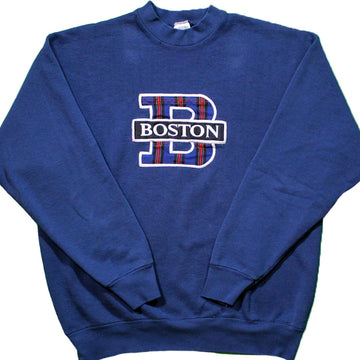 Vintage Boston Plaid Embroidered Crewneck | Rebalance Vintage.