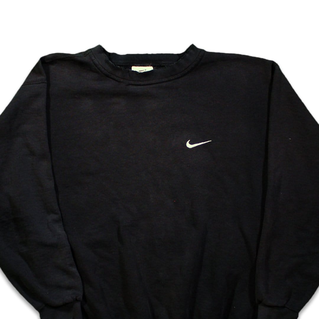 Vintage 90s Black Nike Check Essentials Crewneck | Rebalance Vintage.